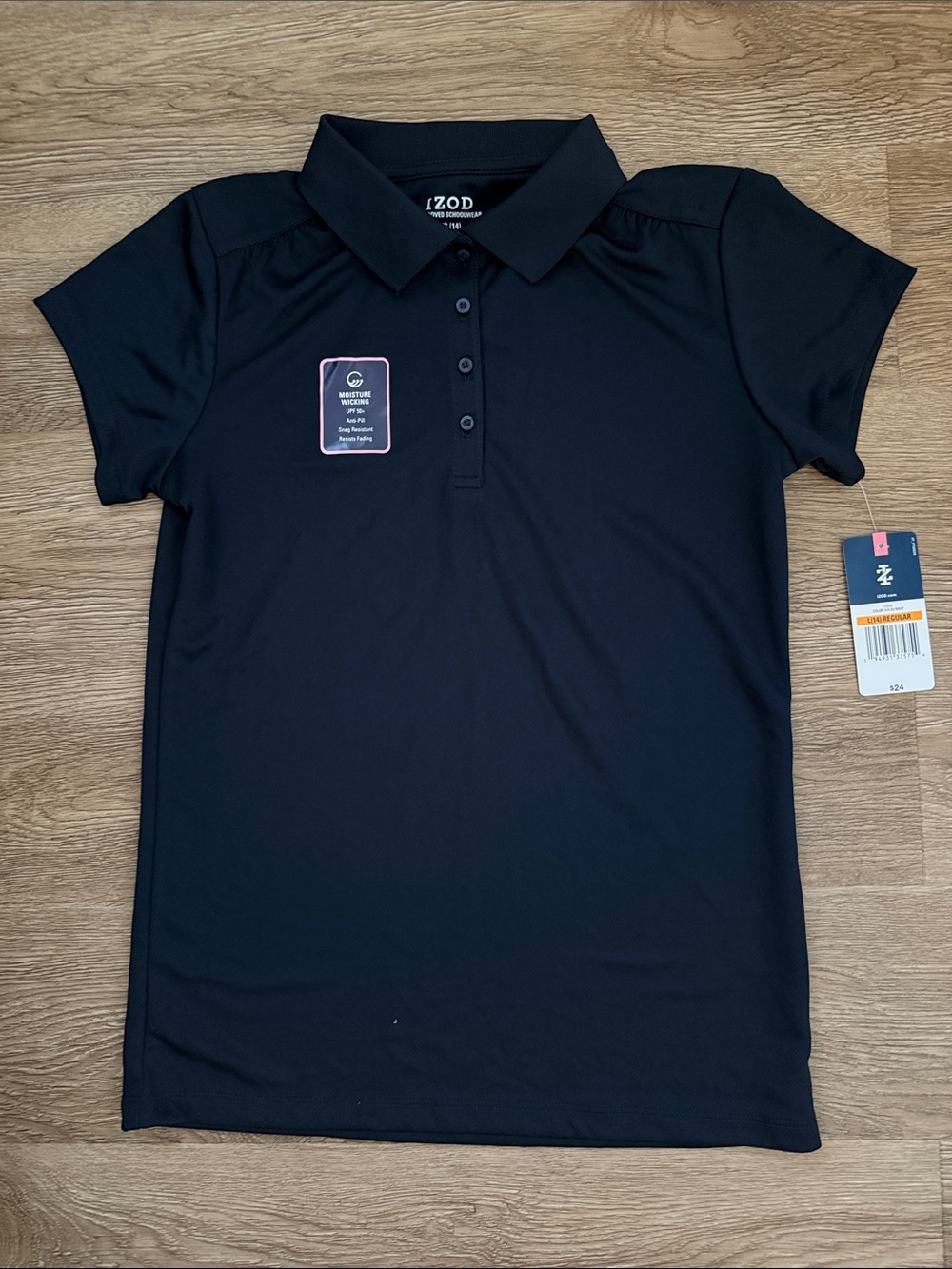 NWT Izod Navy Girls Short-Sleeve Uniform Polo